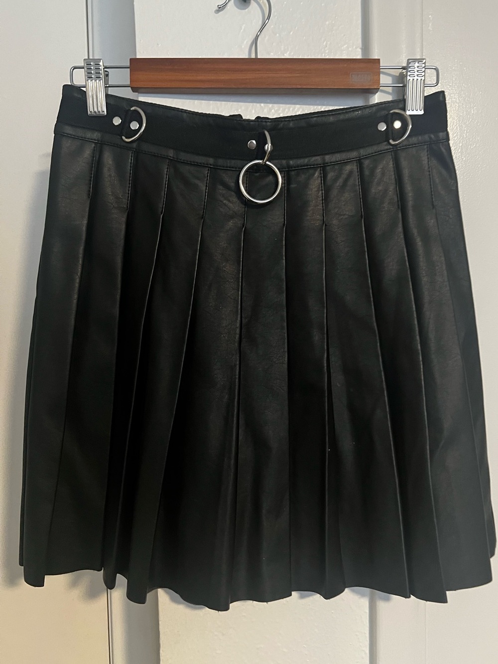 Current Mood - Pleated Vegan Leather Skirt - Size M